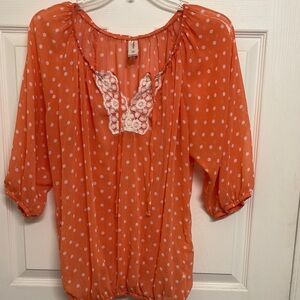 Orange Polka Dot Women's Top